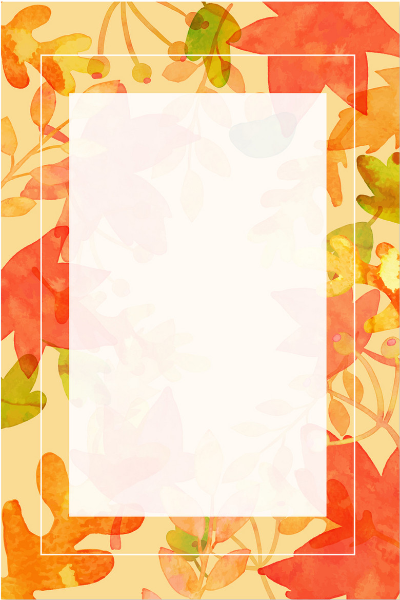 暖色调花圈水彩叶子海报背景素材