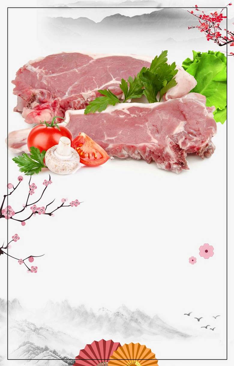 简约大气猪肉铺肉食农产品宣传背景图片免费下载,图片编号434354