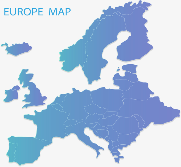 渐变蓝色欧洲地图
