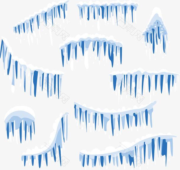 蓝白色冬天冰锥花纹