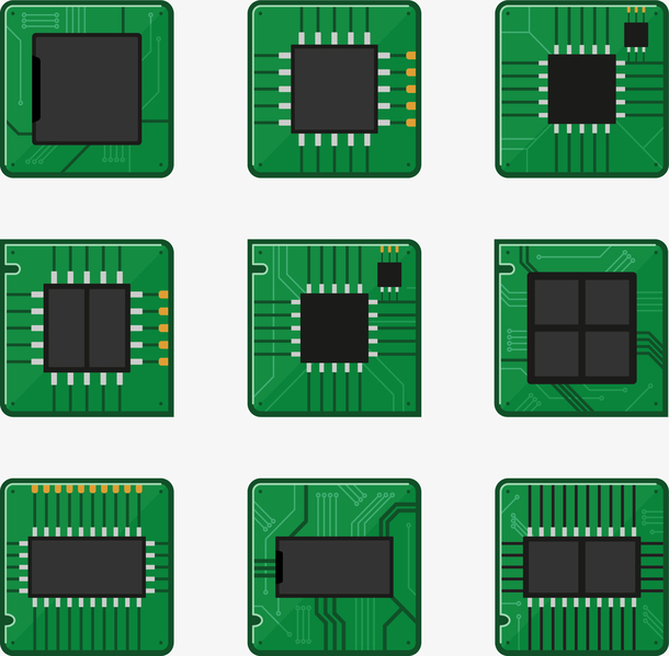 绿色卡通电子芯片