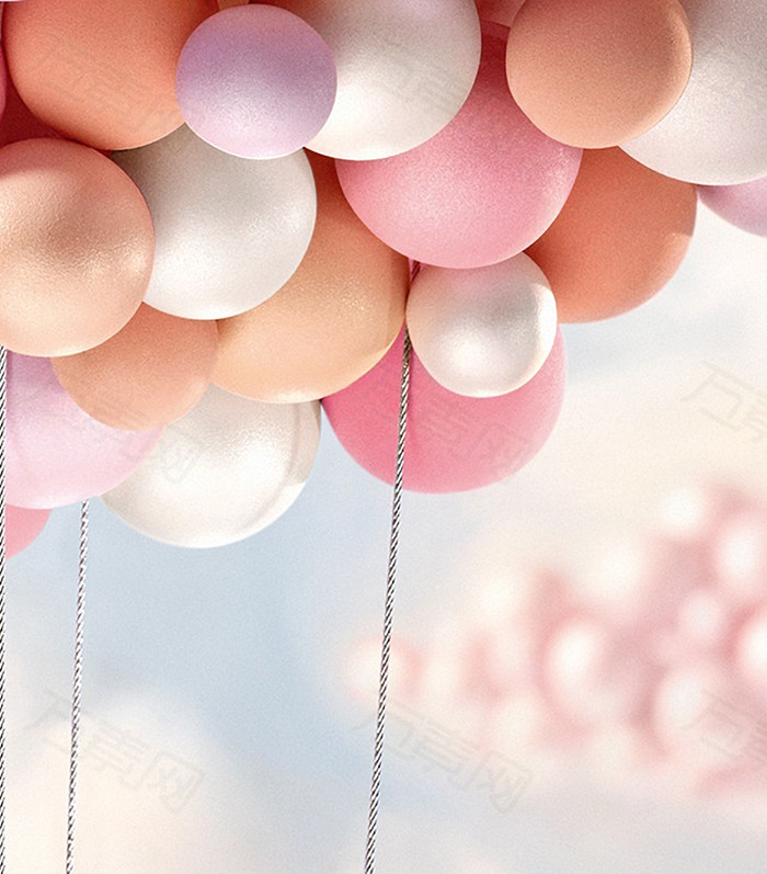 粉白色可爱气球浪漫背景