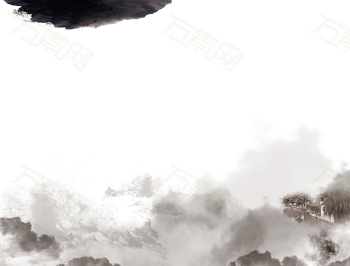 黑白水墨国风中国风山水风景背景素材