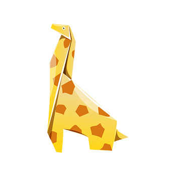 黄色折纸卡通长颈鹿