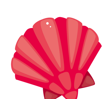 红色卡通手绘贝壳