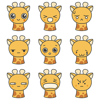 矢量可爱的长颈鹿和面部表情
