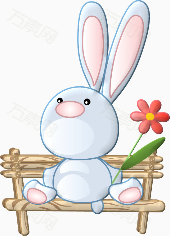 一只兔子免费下载   可爱  手绘  卡通  花朵