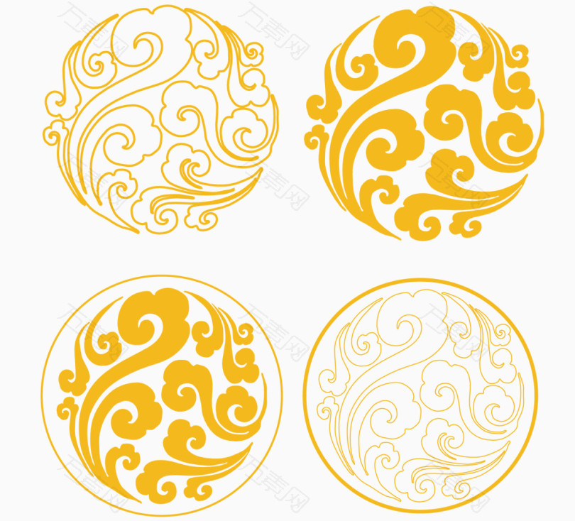古典祥云圆盘矢量素材