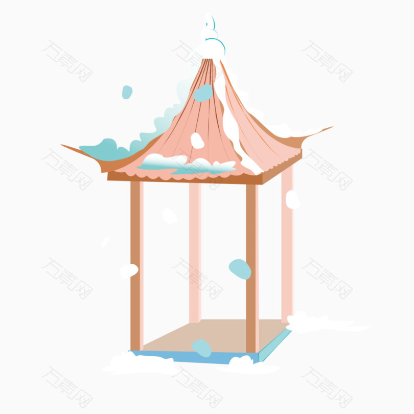 矢量质感粉色卡通亭子