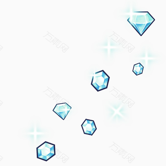 蓝色亮晶晶钻石卡通手绘