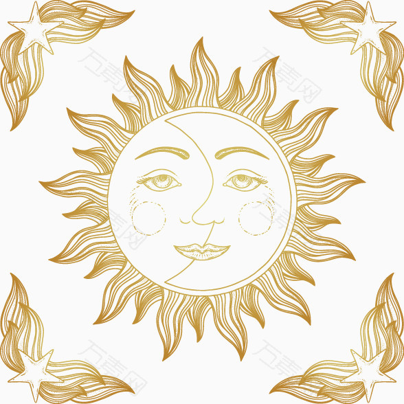 手绘太阳线条