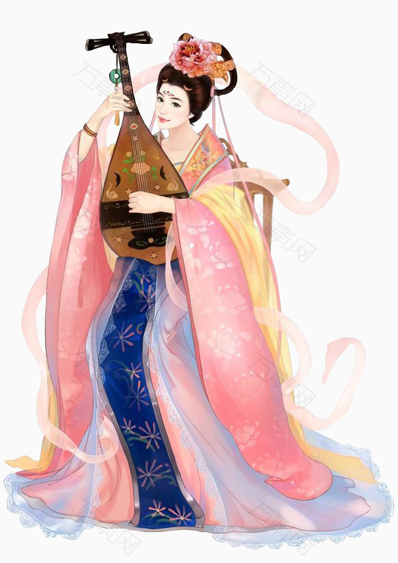 弹琵琶的美女