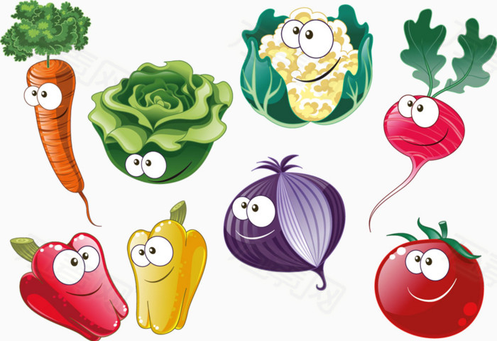 手绘卡通可爱蔬菜