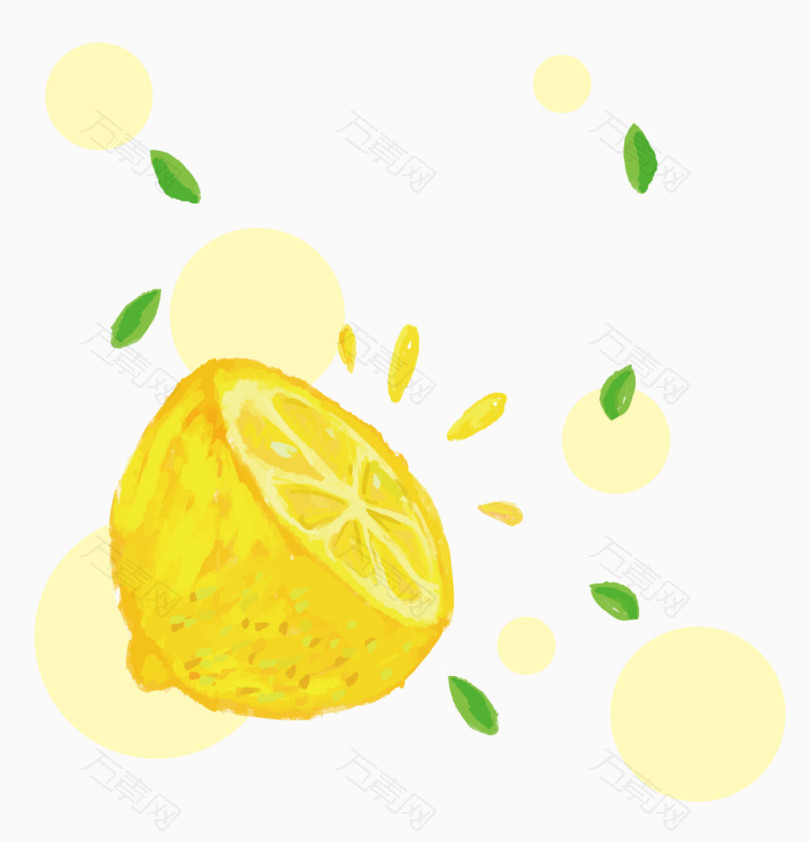 水彩半颗柠檬水果