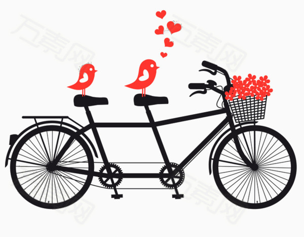 双人自行车图片免费下载_卡通手绘_万素网