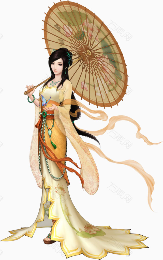 古装撑伞的美女
