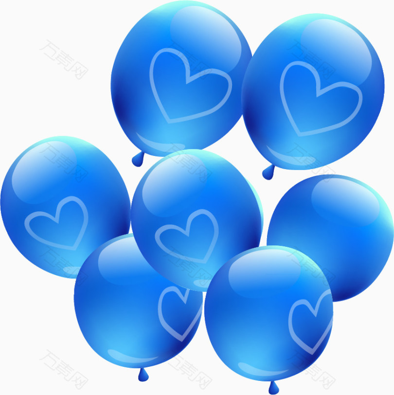 蓝色气球png矢量素材