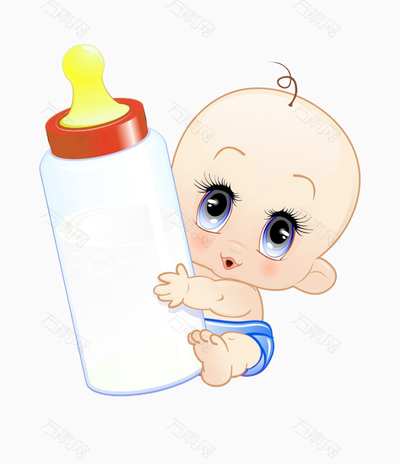 宝宝抱奶瓶图片素材