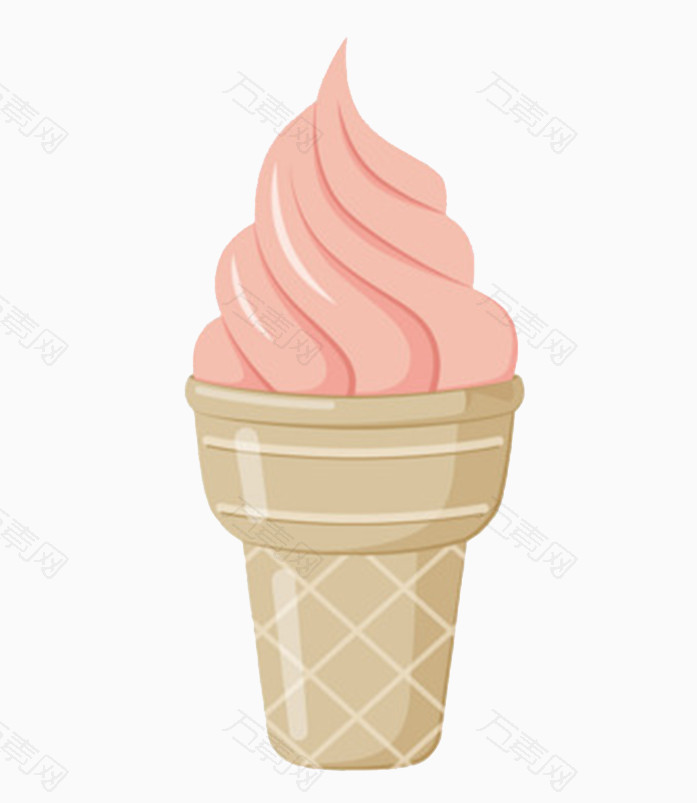 粉色甜筒冰淇淋_卡通手绘_697*803px_编号163448_png