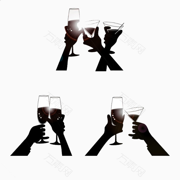 黑色剪影喝酒