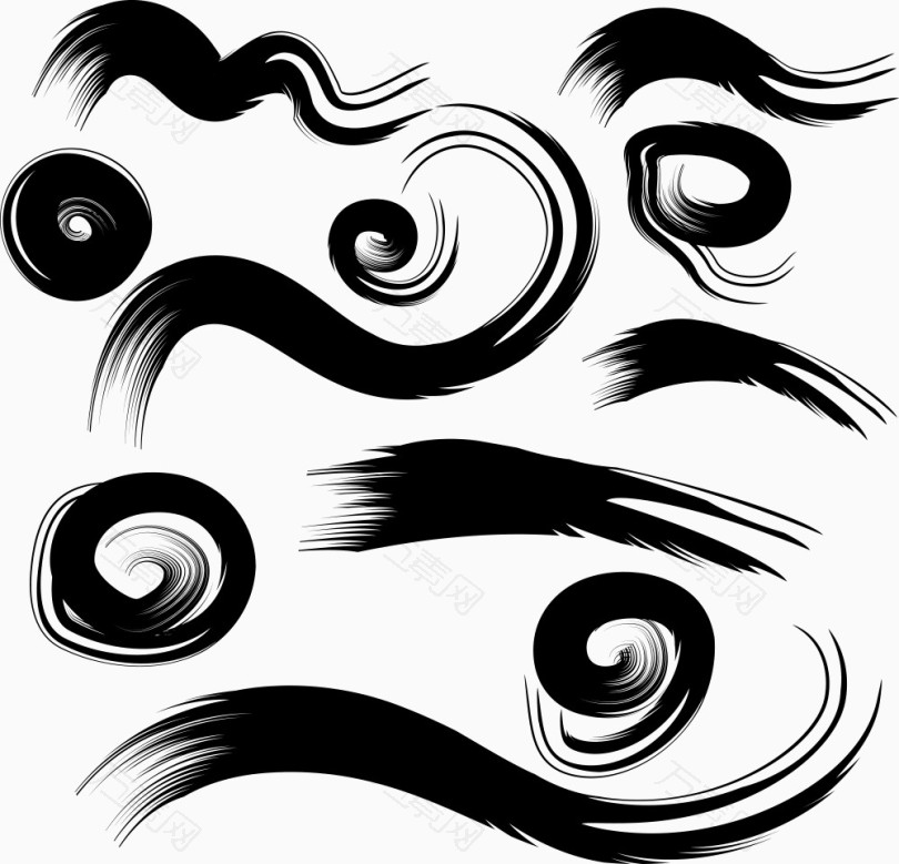 矢量毛笔笔触漩涡