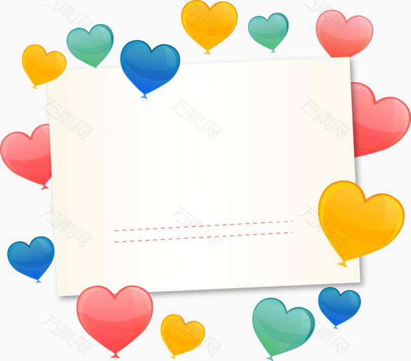 万素网 免抠元素 装饰元素 彩色爱心边框留言板  图片素材详细参数