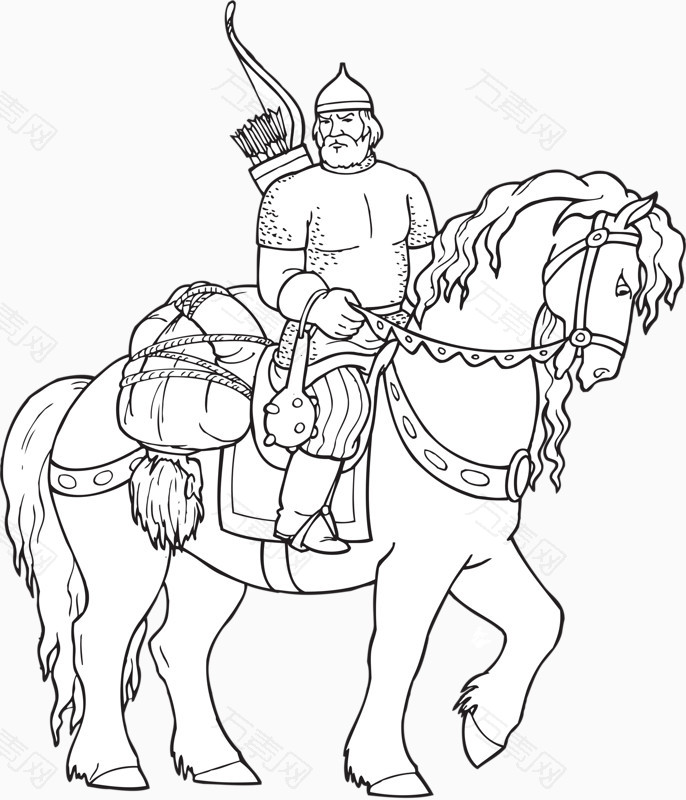 速写古代骑马人物