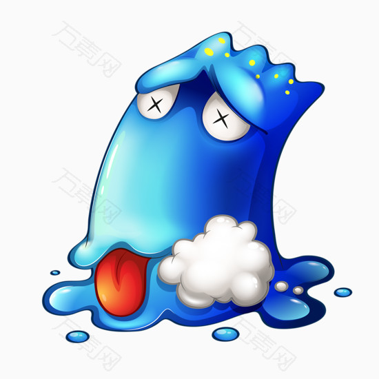 卡通叹气的怪物
