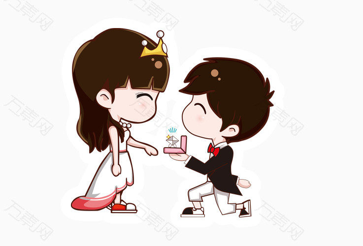 手绘婚纱求婚浪漫卡通人免抠元素图片_元素素材751