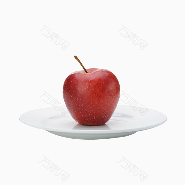 盘子里一个红苹果