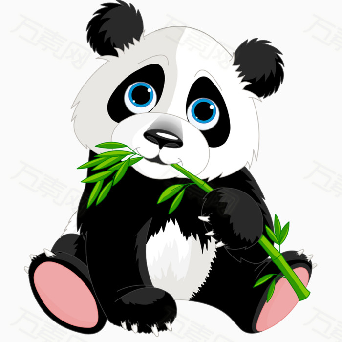 吃竹子,熊猫,,黑白,卡通,,,拟人化,,彩色,可爱,小动物