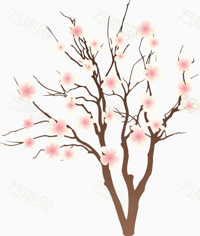 卡通手绘桃花树枝
