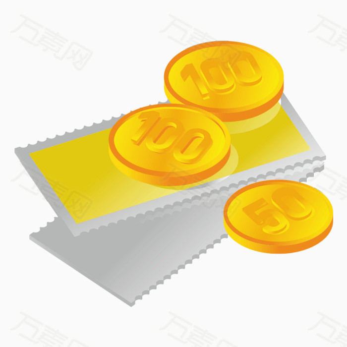 金币支票素材免费下载_卡通手绘_1000像素_编号_png