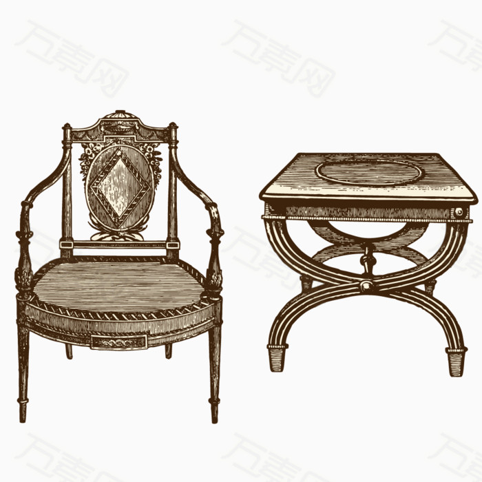 欧式复古椅子与桌子