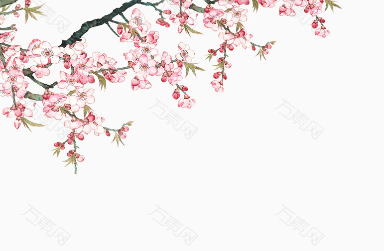创意卡通手绘粉红桃花