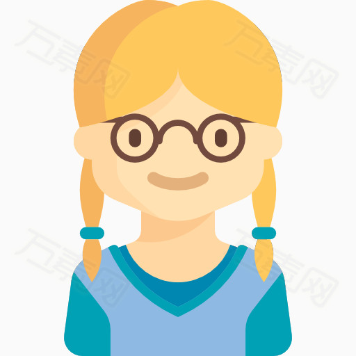 戴眼镜的女孩图片免费下载_卡通手绘_万素网