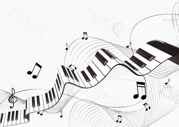 万素网 素材分类 律动钢琴音乐主题矢量插图  