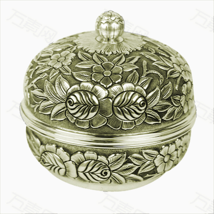 古代花纹立体雕刻容器