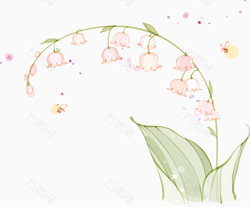 卡通手绘唯美白色小花叶子