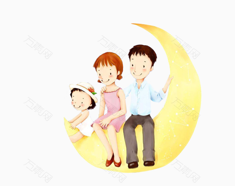 月亮船上温馨的一家