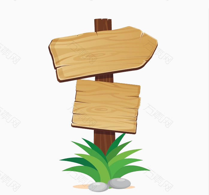 卡通手绘木质方向牌