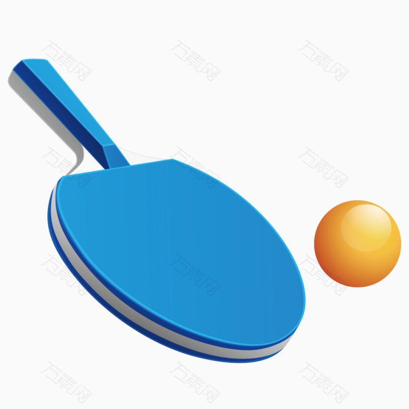 乒乓球拍和乒乓球_卡通手绘_1500*1500px_编号4130402