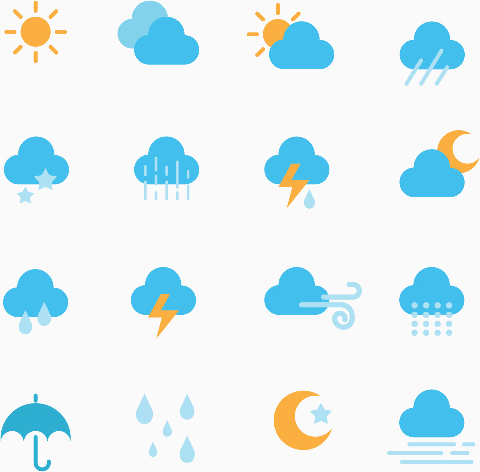 天气预报常用不同天气标识