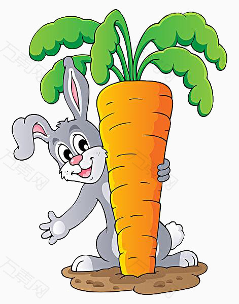 卡通兔子拔胡萝卜