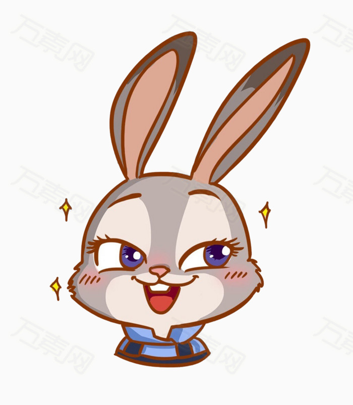 卡通兔子免费下载   灰色  小兔  星星  手绘