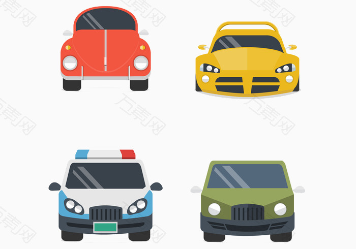 4种小汽车的正面图