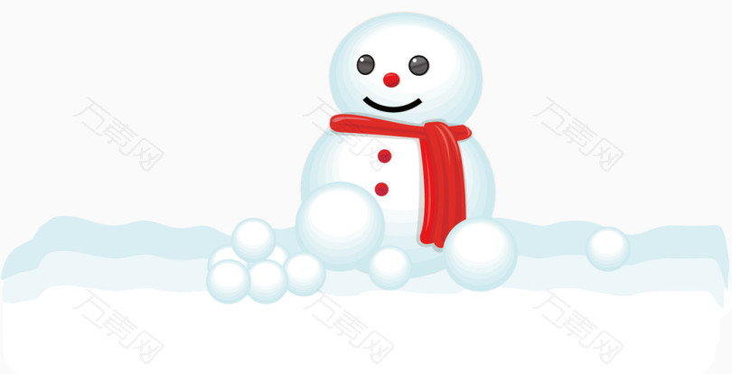 雪人雪球矢量冰雪游素材_卡通手绘_2116*1083px_编号