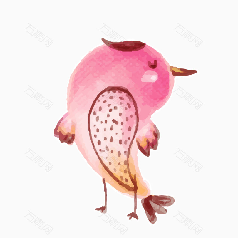 卡通手绘粉色小鸟