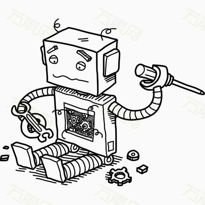 手绘机器人                 万素网提供手绘机器人png设计
