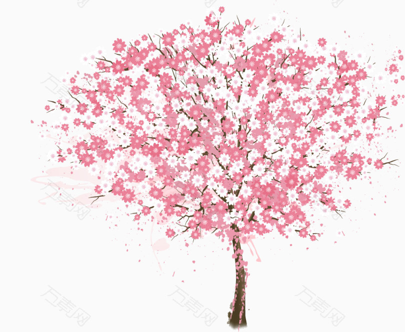 手绘粉色樱花树